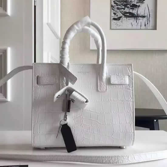 Replica Saint Laurent Nano Sac De Jour Croc Embossed White Bag